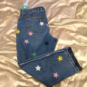 GAP Girlfriend crop raw edge star graphic Size 14 plus girls jeans